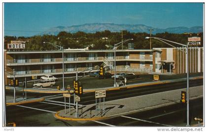 Route 66 Road Sign, Albuquerque NM New Mexico, Crossroads Motel, Auto Lodging, 1960s Vintage Postcard
