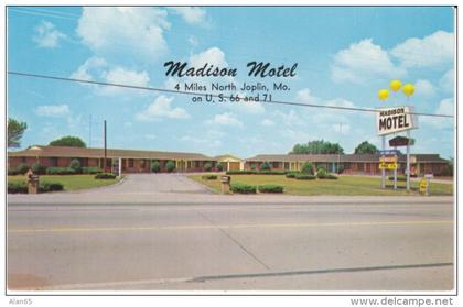 Route 66, Webb City MO Missouri, Madison Motel, Lodging, 1960s Vintage Postcard