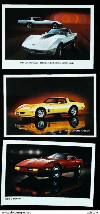 ► LOT 3 Classic Automobile CHEVROLET (Litho. U.S.A. Advertising Manufacturer / Dealer Postcard)