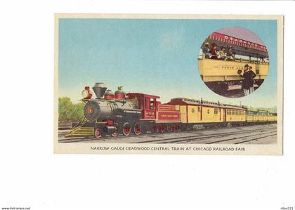 cpa - USA Narrow gauge Deadwood central train at Chicago Railroad - wagon Poker Alice - Burlington Road
