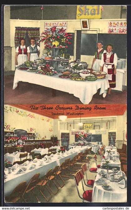 AK Spokane, WA, The Three Crowns Dining Room, Chicago Hotel, Washington Street