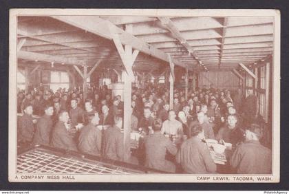 Postcard, United States, Tacoma WA, A Company Mess Hall, Camp Lewis