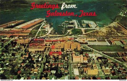 Galveston Texas USA Aerial view Showing St Mary Hospital and Galveston Yacht Bas