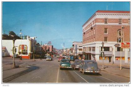 Port Angeles Washington, Street Scene, Auto, Gas Station c1950s Vintage Postcard
