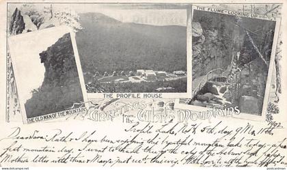 Usa - WHITE MOUNTAINS (NH) The Old Man - The Profil House - The Flume - PRIVATE MAILING CARD Year 1902 - Publ. Chisholm