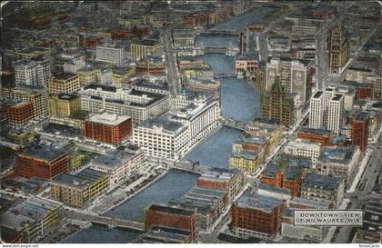 Milwaukee Wisconsin Downtown Milwaukee River aerial view