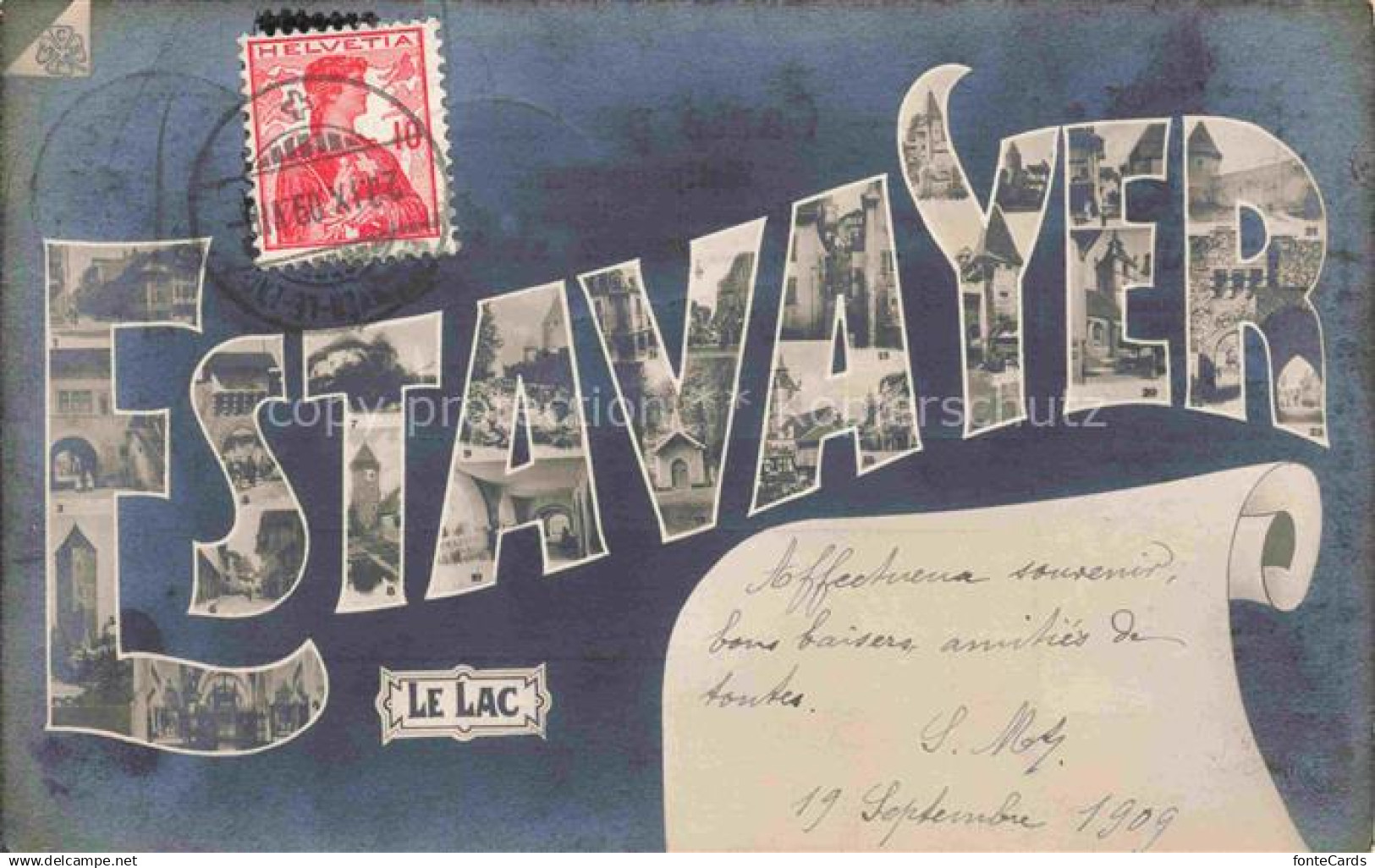 Estavayer -le-Lac FR Teilansichten Schriftzug Estavayer
