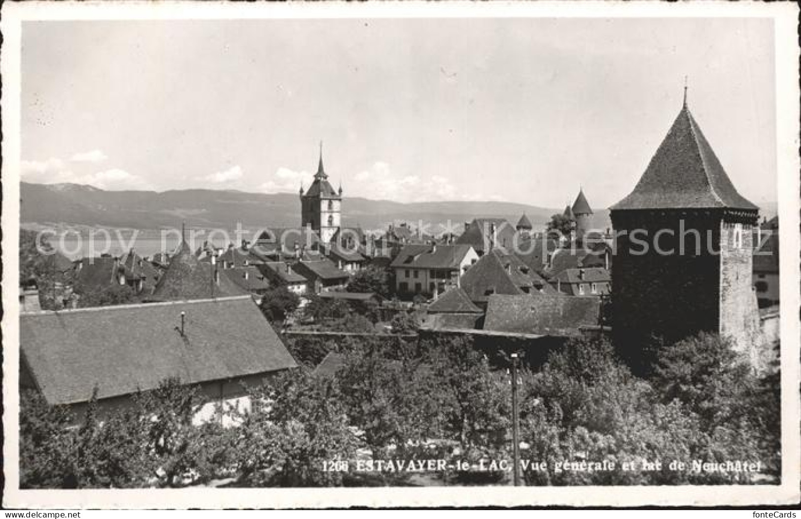 Estavayer-le-Lac Vue generale et Lac de Neuchatel
