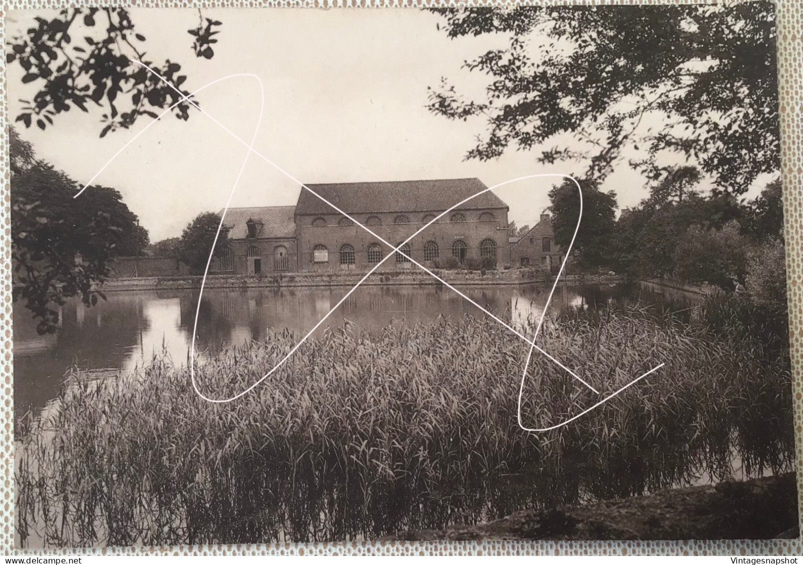 ESTINNES Vellereille-les-Brayeux Séminaire BONNE-ESPERANCE étang intérieur CP cachet à étoiles BONNE-ESPERANCE 1943