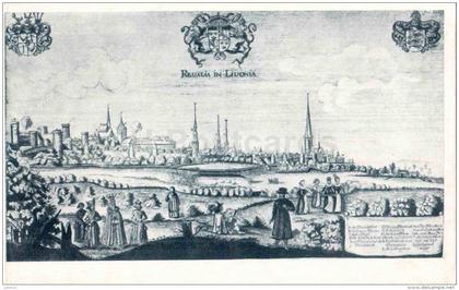painting by L. Kruusmaa - Revalia in Livonia - Old Town view - Tallinn - 1970 - Estonia USSR - unused