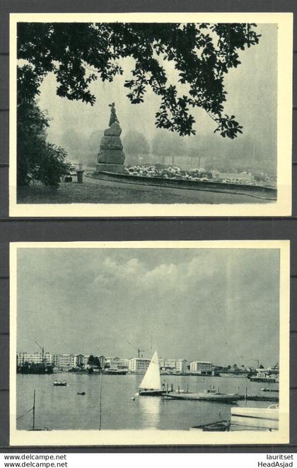 ESTLAND Estonia 1964 Pärnu Pernau - 2 photo post cards, unused Monument Segelboot sailing statue