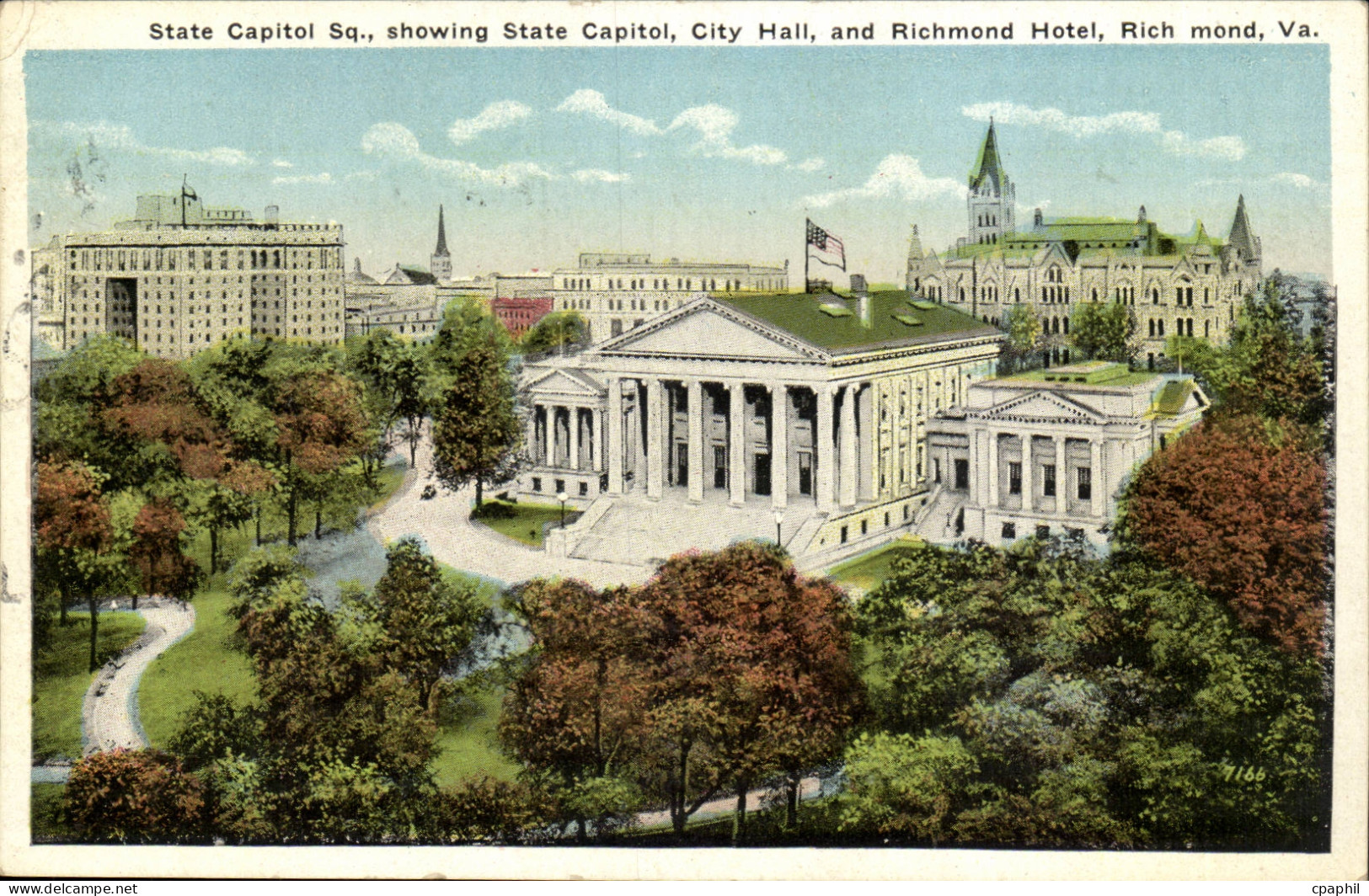 Etas Unis-USA-Virginia-State Capitol Square showing State Capitol City Hall and Richmond Hotel- Richmond -CPR