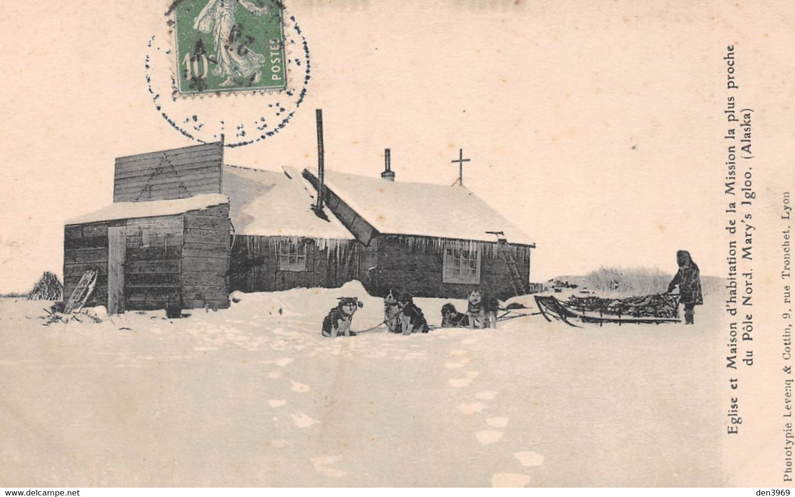 ETATS-UNIS - AK - Alaska - Eglise et Maison - Mission Pôle Nord - Mary's Igloo - Attelage Chiens de Traîneaux (2 scans)