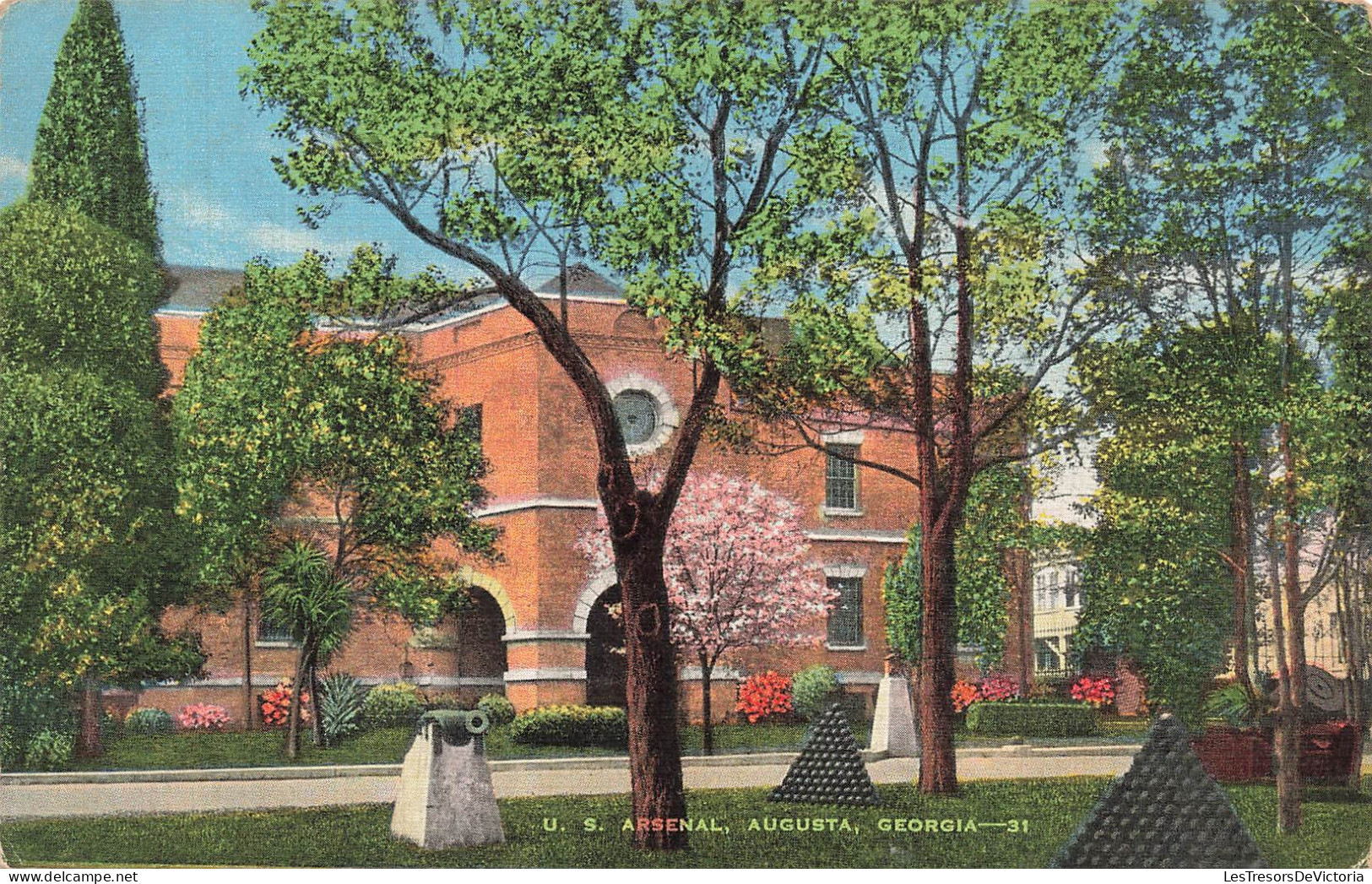 ETATS UNIS - Augusta - US Arsenal - Bâtiment - Jardin - Allée - Bois - CPA