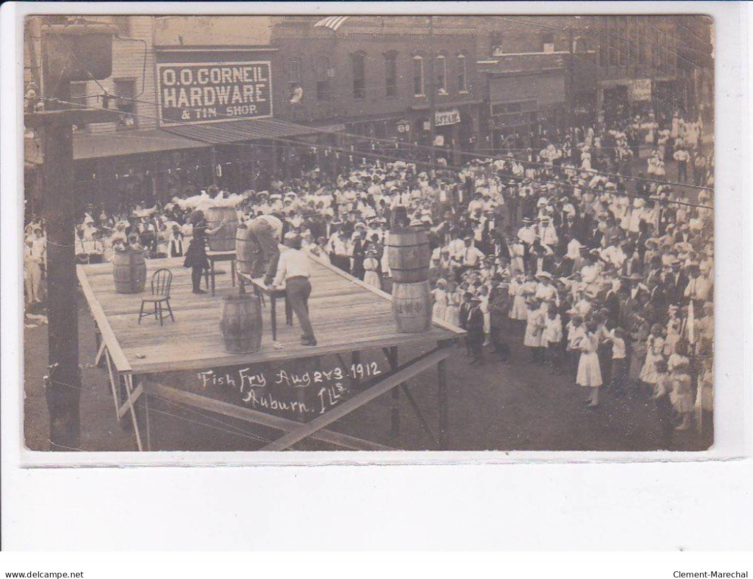 ETATS-UNIS: ILLINOIS: AUBURN: O.O. Corneil hardware, fish fry 1912 - très bon état
