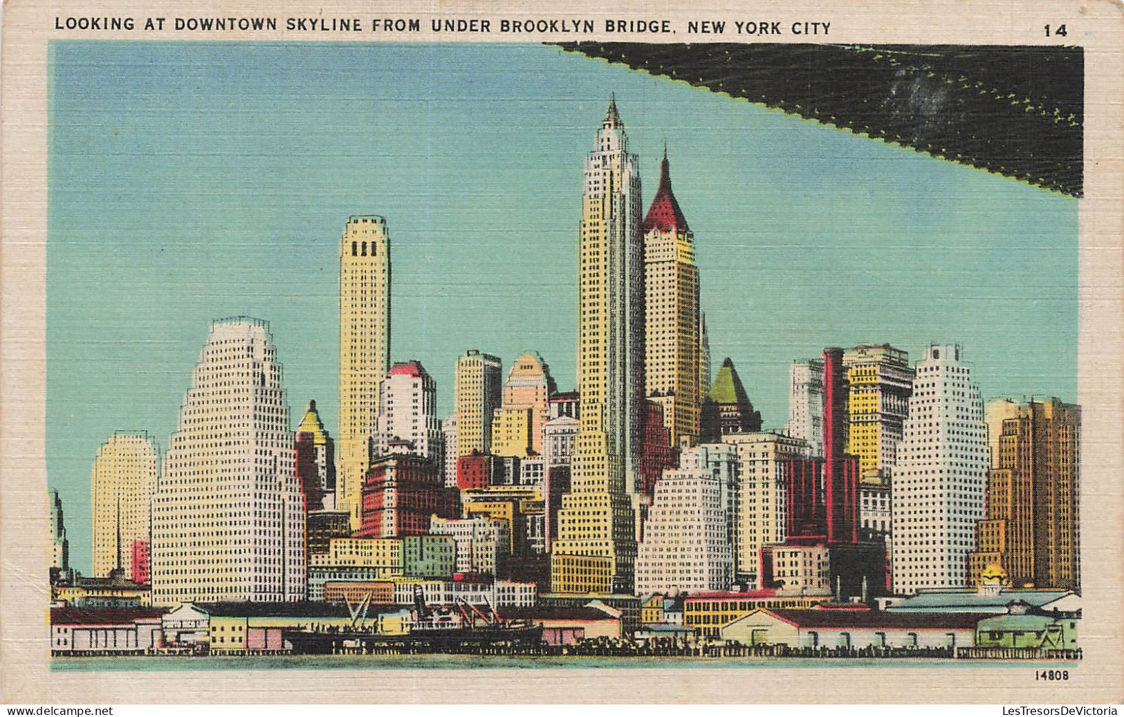 ETATS UNIS - New York City - Downtown Skyline - Brooklyn Bridge - CPA