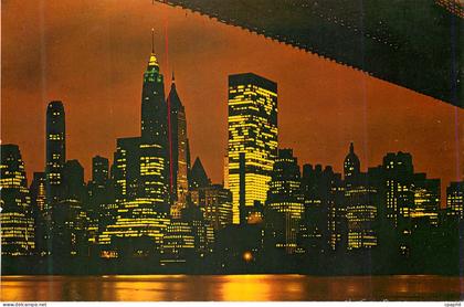 CPM Night View of Lower Manhattan New York City NY