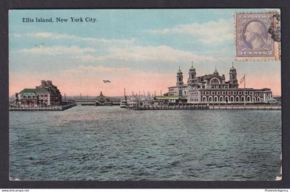 Vintage postcard Ellis Island New York USA 1910s immigration building harbor