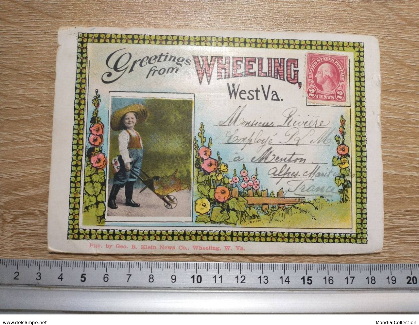 ETATS UNIS USA #FG62097 WHEELING WEST V. GREETINGS BRIDGEPORT HILL CARNET COMPLET 20 VUES