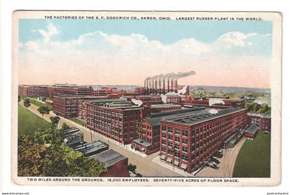 Akron, Ohio - The Rubber Factories of B F Goodrich Co. - old USA postcard