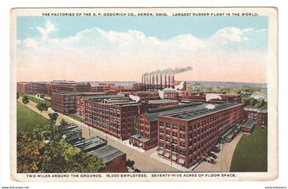 Akron, Ohio - The Rubber Factories of B F Goodrich Co. - old USA postcard