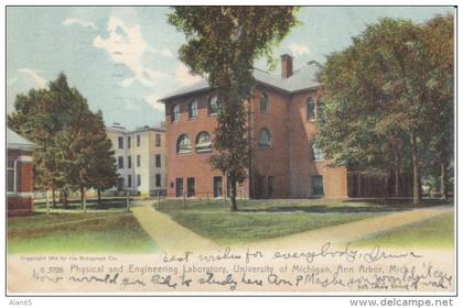 Ann Arbor Michigan, University of Michigan Physical & Engineering Lab, Campus Building, c1900s Vintage Postcard