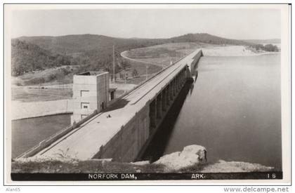 AR Arkansas, Norfork Dam, Norforck River and Lake, c1940s(?) Vintage Postcard