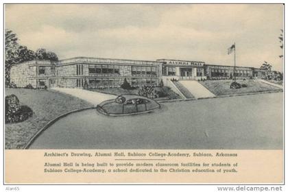 Subiaco AR Arkansas, Alumni Building Architect Drawing, Subiaco College-Academy, c1940s Vintage Albertype Postcard
