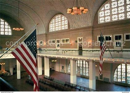 72865320 Ellis Island New York Registry Room Great Hall American Flag Ellis Isla