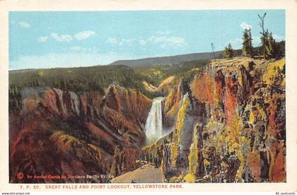 B312 US Great Falls and Point Lookout Yellowstone Park postcard