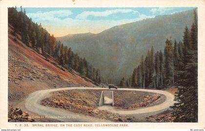 B315 US Spiral Bridge On the Cody Road Yellowstone Park vintage postcard