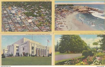 Fresno CA Memorial Auditorium Aerial Park 4x 1940s Postcard s