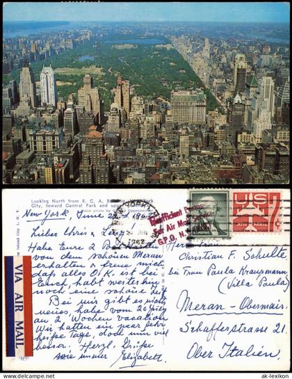 Manhattan-New York City Central Park Manhattan Panorama-Ansicht 1962