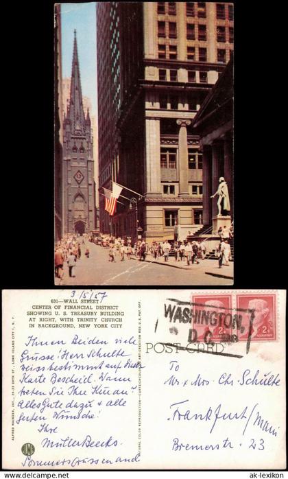 Manhattan New York City Wall Street  FINANCIAL DISTRICT  TREASURY BUILDING 1957