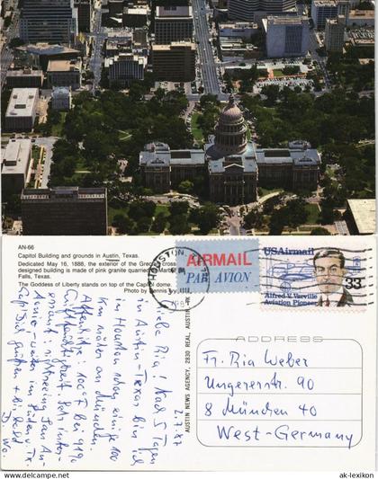 Postcard Austin Capitol Building Aerial View USA Luftbild-AK 1981