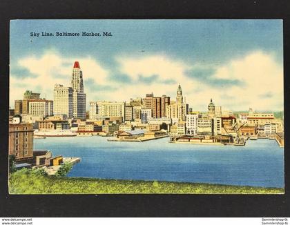 Ansichtskarte Postcard - Sky Line Baltimore Harbour , Maryland 1947