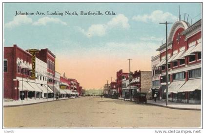 Bartlesville Oklahoma, Johnstone Ave, Street Scene on c1910s Vintage Postcard