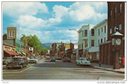 Bennington VT Vermont, Main Business District Street Scene, Auto, c1950s Vintage Postcard