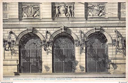 B356 US Boston Massachusetts Entrance Arches Boston Public Library postcard