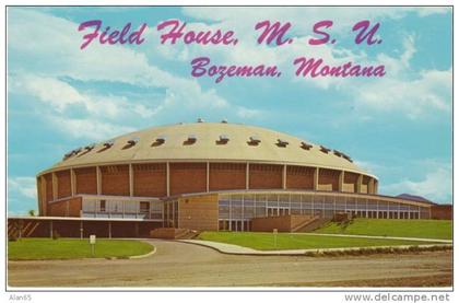 Bozeman Montana State University Field House Pavillion Sports Building on 1960s Vintage Chrome Postcard