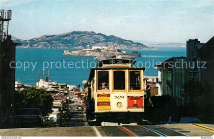 San Francisco California Cable Car on San Francisco Hill Alcatraz San Francisco