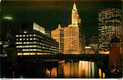 Carte Postale - Etats-Unis - Chicago - Chicago River at night - a colorful presentation of the chicago sun times daily n