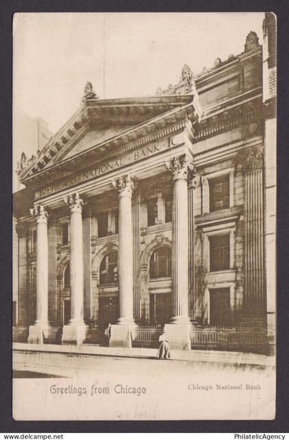 Vintage postcard USA Chicago IL National Bank Architecture Illinois 1904