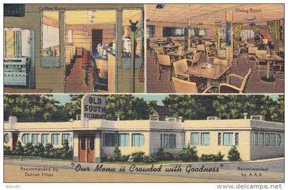 Fort Smith Arkansas, Old South Restaurant, Multi-view Interior Views, c1940s Vintage Linen Postcard