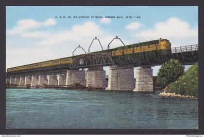 Postcard, United States, Green Bay WI, C.&N.W. Railroad Bridge