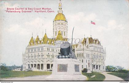 CONNECTICUT - Hartford, State Capitol & Sea Coast Mortar, Postcard 1912