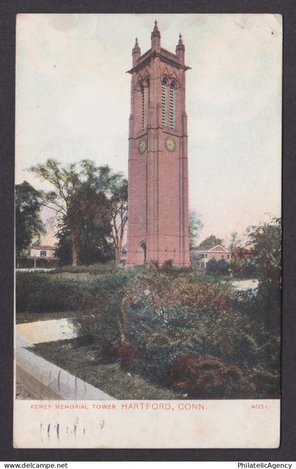 Vintage postcard USA Hartford CT Keney Memorial Clock Tower Architecture