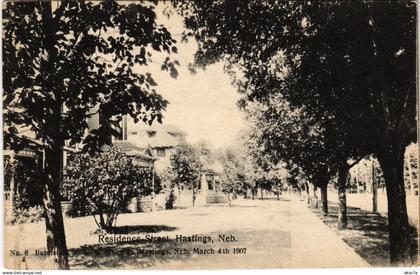 PC US, NEBRASKA, HASTINGS, RESIDENCE STREET, VINTAGE POSTCARD (b10900)