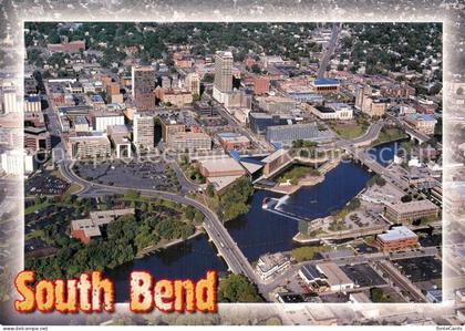 South Bend Indiana Downtown South Bend and St Joseph River Air view