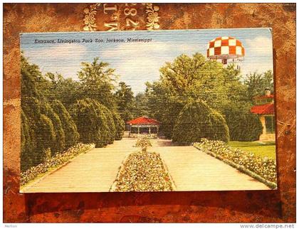 Livingston park Zoo Entrance, Jackson Mississippi   cca 1920's  VF+  D10053
